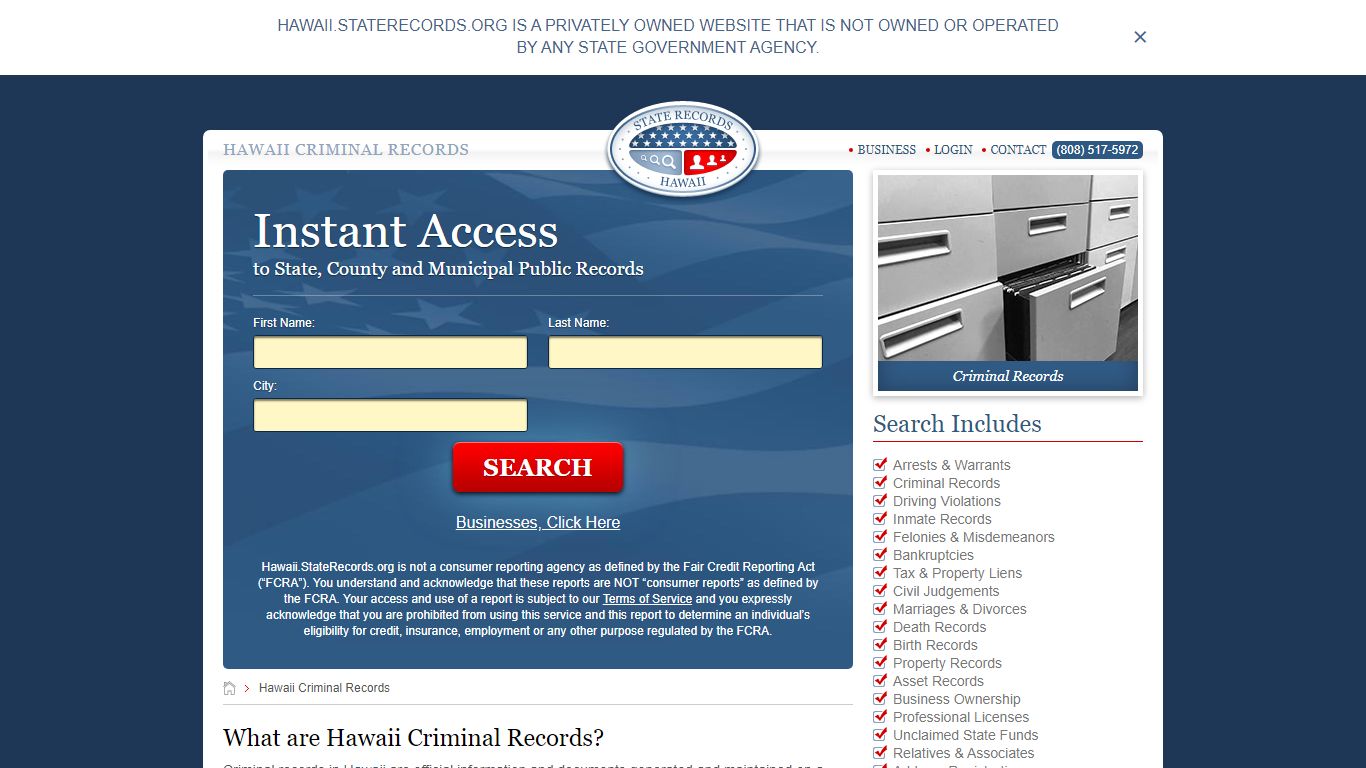 Hawaii Criminal Records | StateRecords.org